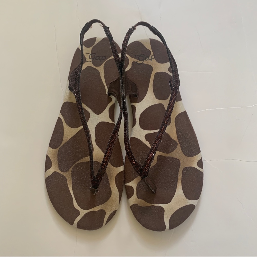 Baby Gap Girls Brown Giraffe Animal Print Sandal 1